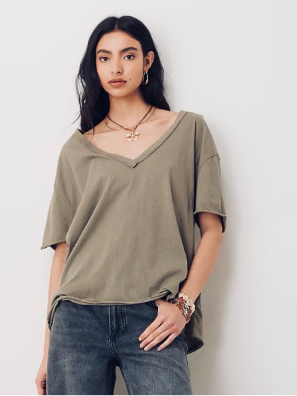 Free People Nina V-Neck Tee ~ NWT